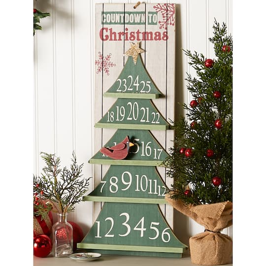 Personalised Christmas Tree Advent Calendar With Metallic Hanging Sacks